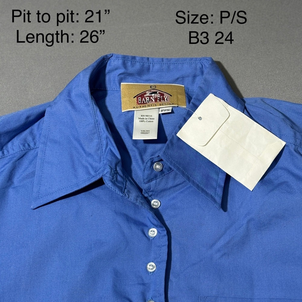 Barn Fly Blue Button Up Long‎ Sleeve Shirt Size P/S Authentic Design New - Picture 2 of 3